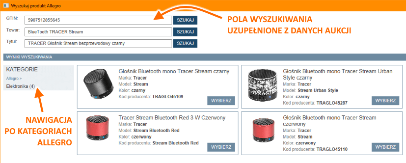 Wyszukiwanie produktów Allegro w Sello