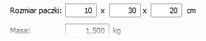 Rozmiar paczki w towarze
