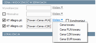 Tagi z cenami w walutach w Sello