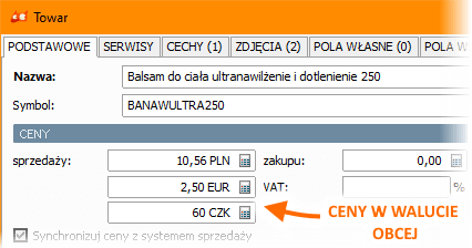 Ceny w różnych walutach w towarze Sello